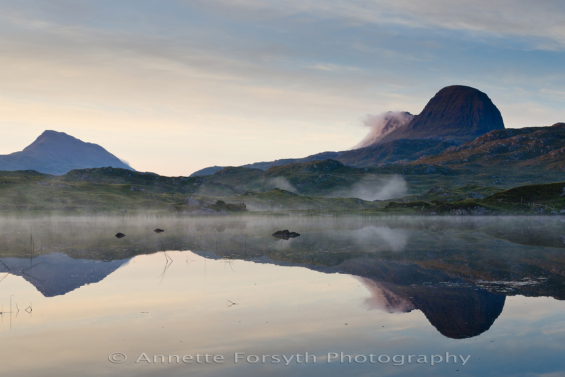 Dawn reflection of Suilven and Canisp, Scotland