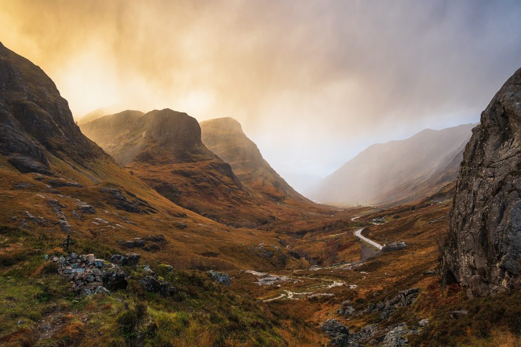 Sunset showers at the Three Sisters, Glencoe